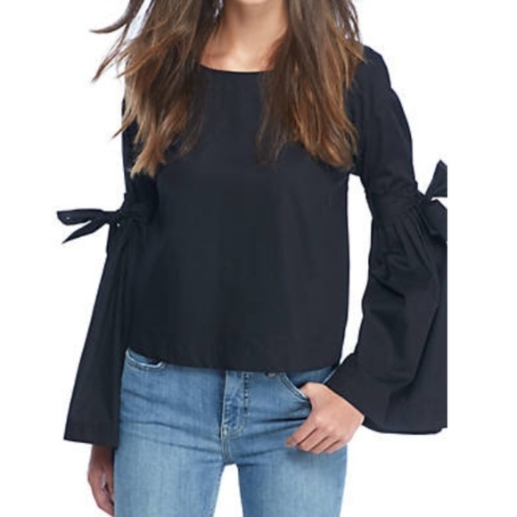 Free People | NWT Button Back Tie Sleeve Blouse so obviously yours Oversized 90s - Picture 2 of 2